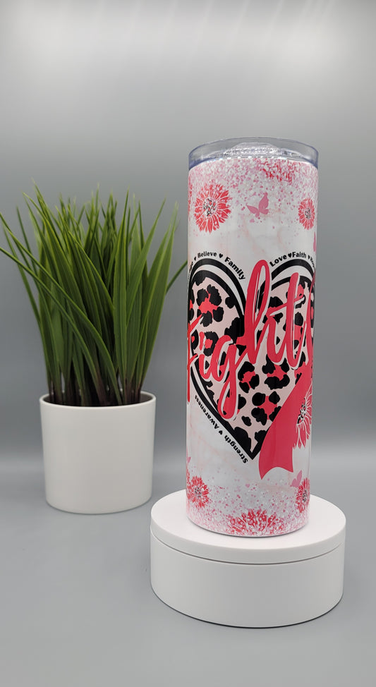Fight Breast Cancer Heart Tumbler