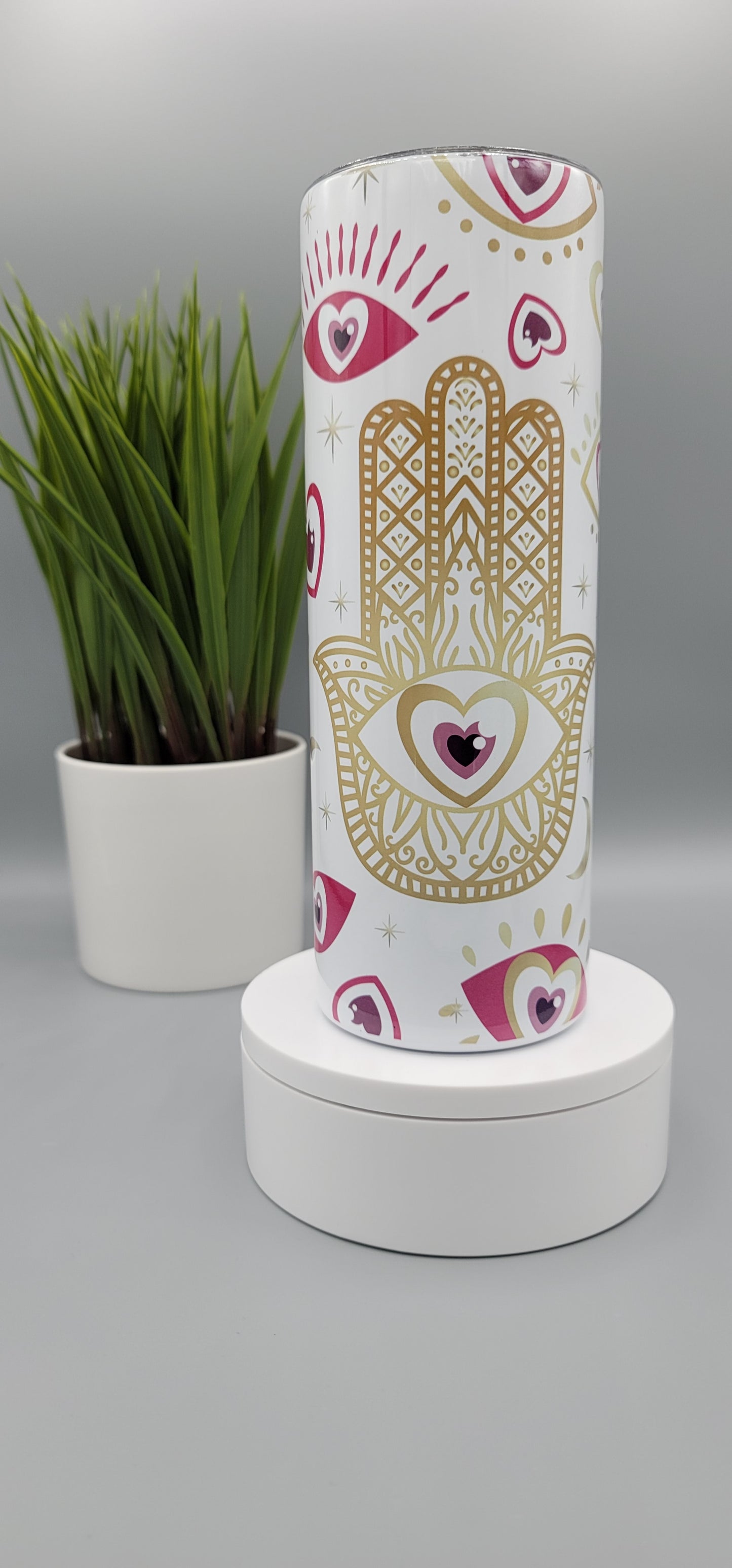 Pink & Gold Hamsa Tumbler