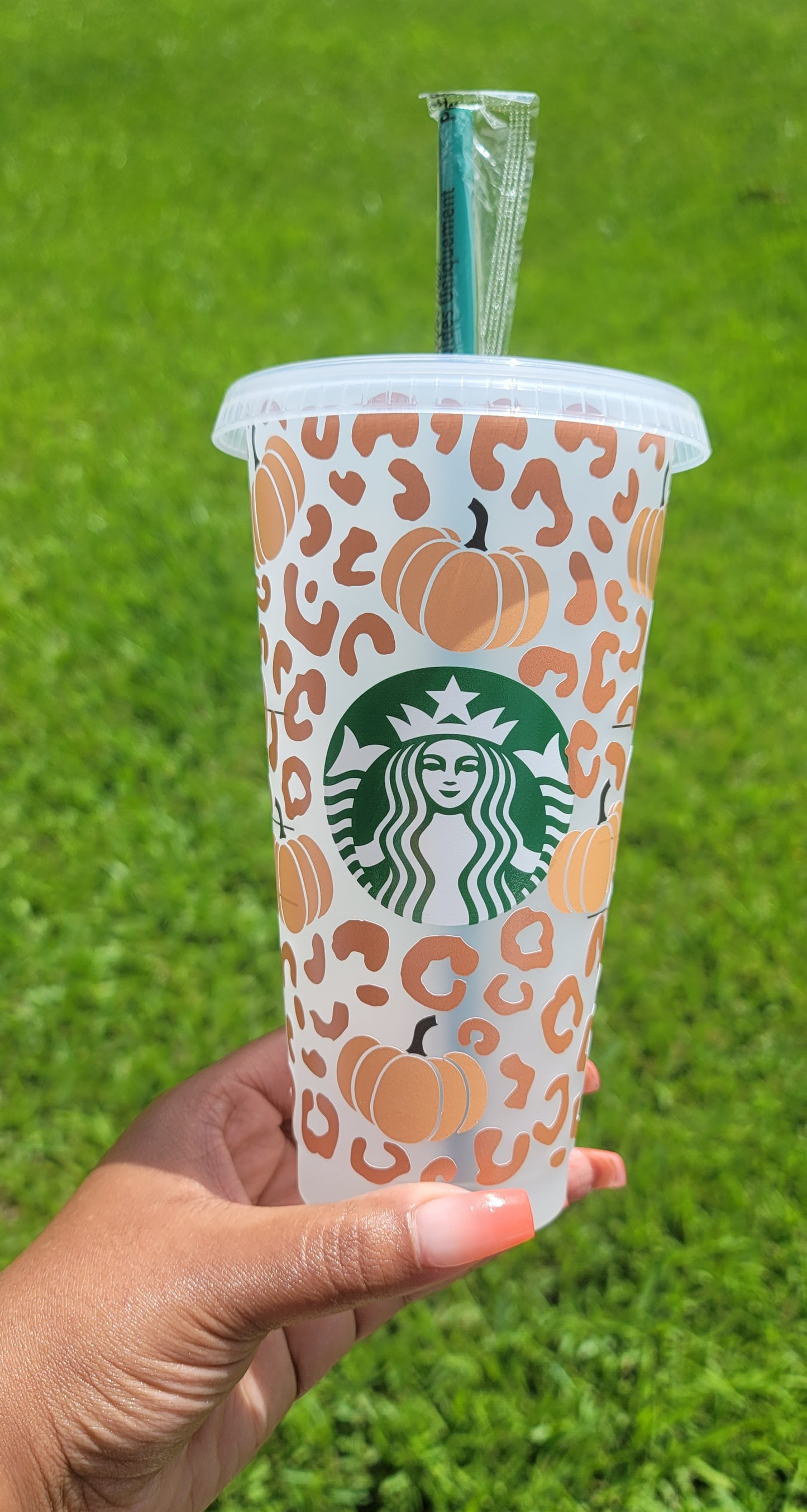 Pumpkin Cheetah Starbs Venti Cold Cup (Reusable)