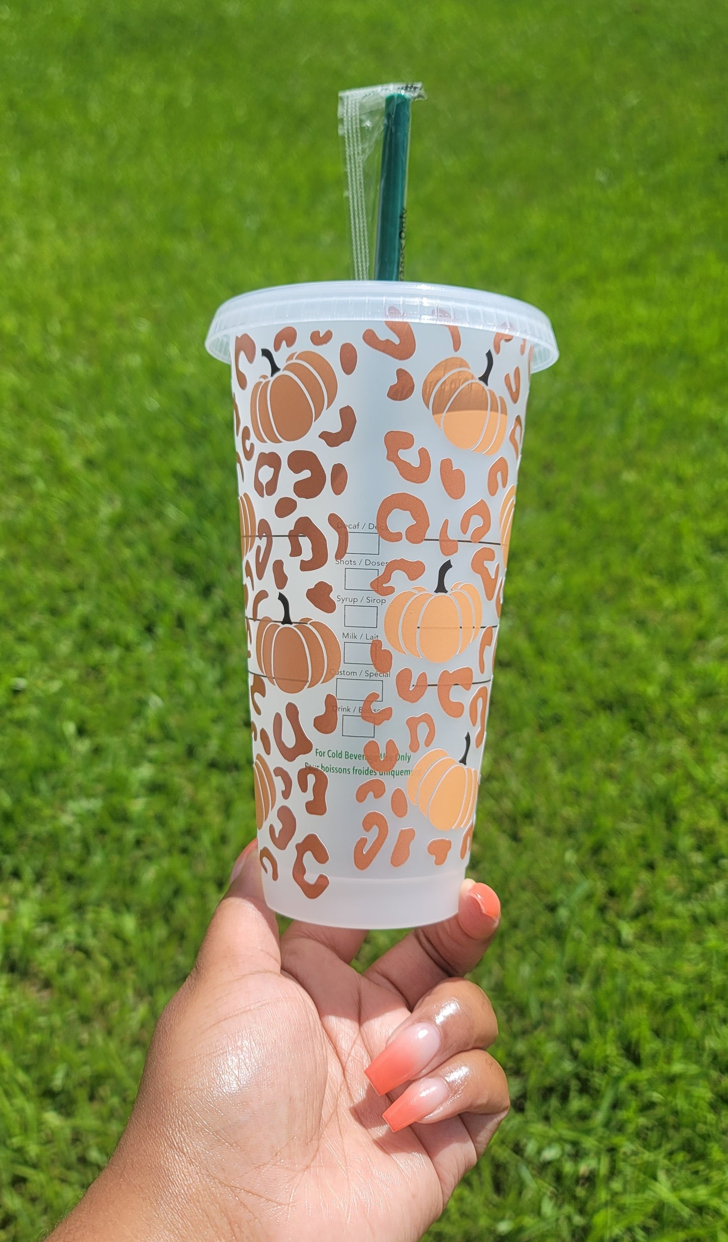 Pumpkin Cheetah Starbs Venti Cold Cup (Reusable)