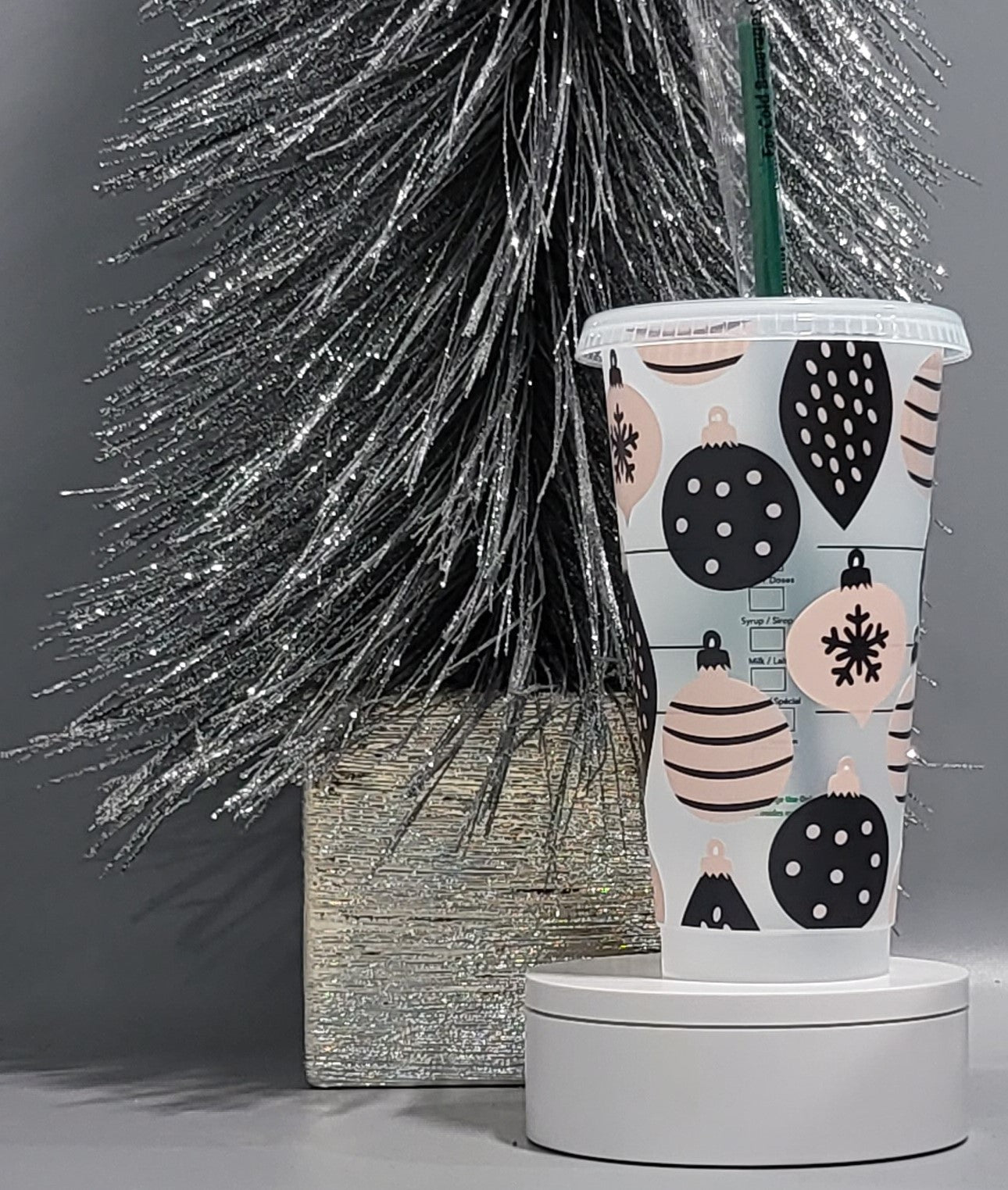 Pink & Black Ornaments Starbs Venti Cold Cup (Reuseable)